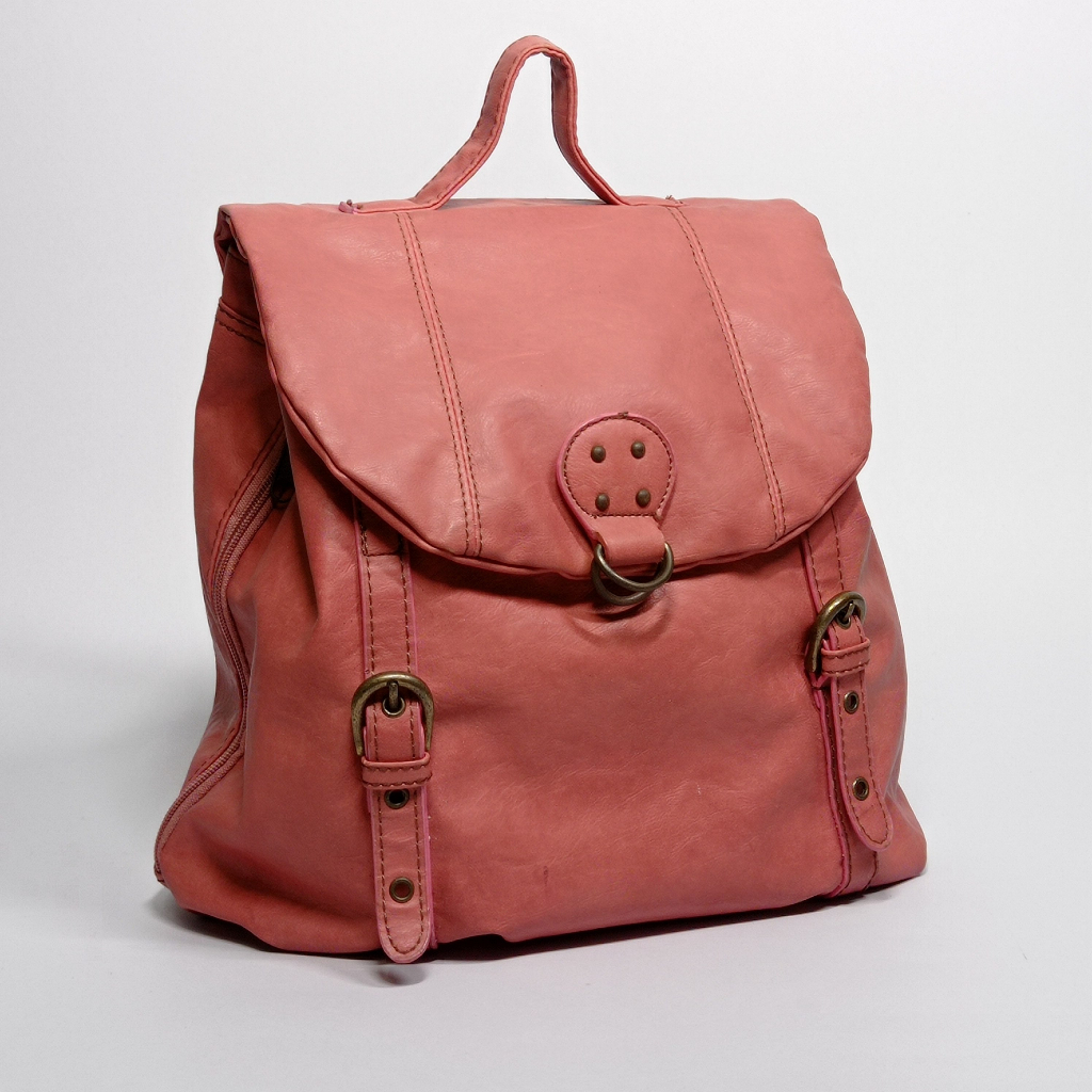 anello กระเป๋าเป้ หนัง สีชมพู แท้