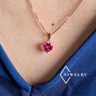 จี้พลอย Pink Topaz แท้ รุ่น Heart Gems จี้พลอยแท้ จี้พลอยหัวใจ จี้หัวใจ ตัวเรือนเงินแท้ พร้อมใบรับประกัน