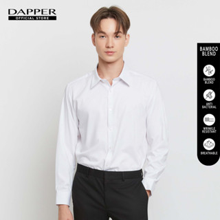 DAPPER เสื้อเชิ้ตแขนยาว BAMBOO BLEND ลายทาง Diagonal Stripe สีขาว (BSLW1/111RB)