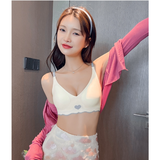สินค้าพร้อมส่งจากไทย💥LoveIs Bra💥 (N715) บราไร้โครงแฟชั่นเกาหลี สีทูโทนลายหัวใจ น่ารัก - รูปที่ 6