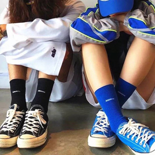 Ader Error Cumple Socks ถุงเท้าเอเดอร์ ทรงยาว ด้านหน้าปักโลโก้ Ader  พร้อมพื้นยางกันลื่น ถุงเท้าเนื้อหนา แต่โปร่ง