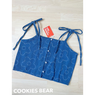 Cookies bear สายเดี่ยวผูกไหล่ผ้ายีนส์