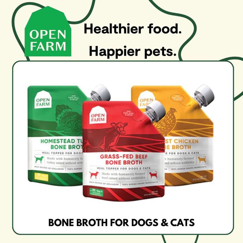 น้ำซุปสำหรับสุนัขและแมว Open Farm - Bone Broth for dogs and cats
