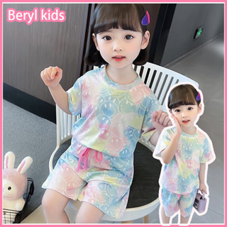 Beryl kids🌸ชุดเซ็ทเด็ก ผญ เสื้อผ้าเด็กผญ🎀เซ็ตเสื้อผ้ามัดย้อมสไตล์สาวเกาหลี ชุดเสื้อยืดแขนสั้นเด็กหญิง แฟชั่นชุดสองชิ้น