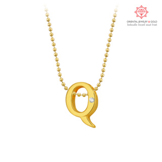 OJ GOLD สร้อยคอจี้เพชรแท้ 18K ตัวอักษร Q ทองแท้ น้ำ 100 มีใบรับประกัน ส่งฟรี kerry LETTER  Q