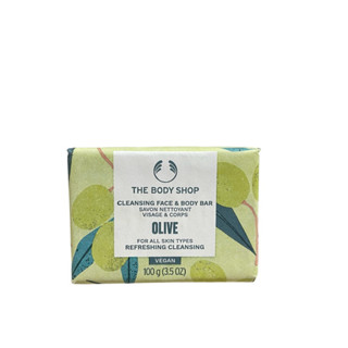 The Body Shop Olive Cleansing Face &amp; Body Bar 100g(ผลิต07/2022)ของเเท้💯% เดอะ บอดี้ ช็อป โอรีฟ คลีนซิ่ง เฟส แอนด์ บอดี้