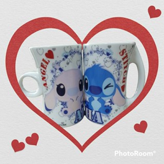 แก้วน้ำคู่ Disney Way Link &amp; Stitch Angel and Stitch Aloha