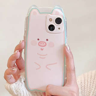 🎁ส่งของขวัญ🎁เคสไอโฟน สำหรับ 11 14 for iPhone Case 13 12 Pro Max  น่ารัก ตลก สีชมพู หมู กันกระแทก เคสนิ่ม เคสโทรศัพท์