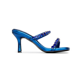 SHU MORE FASHION 2.5" HIGH DIAMONDS ON STRAPS - METALLIC BLUE