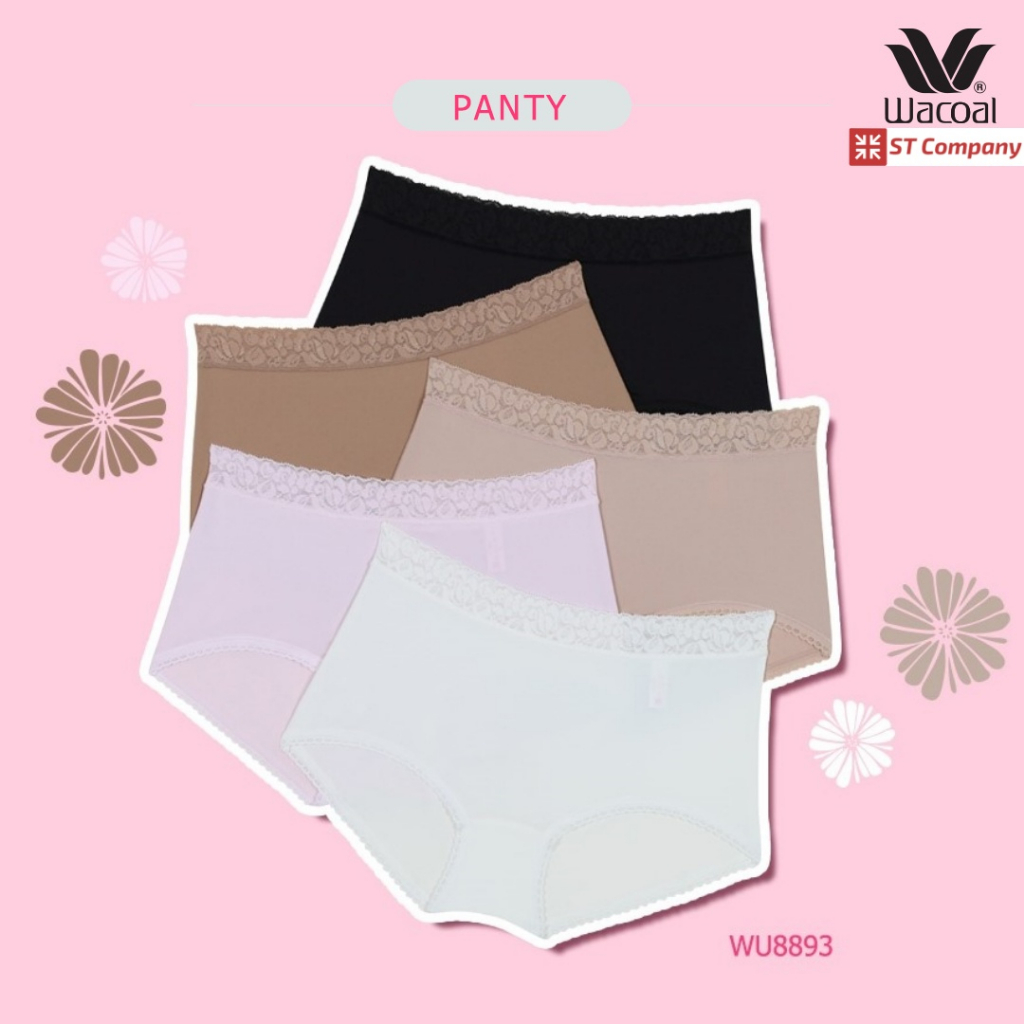 Wacoal Boyleg Panty แบบขาสั้น (Boyleg) รุ่น WU8007 (WU9004เต็มตัว ขอบลูกไม้ กระชับเก็บก้น นุ่ม ลื่น กางเกงใน วาโก้ กางเก