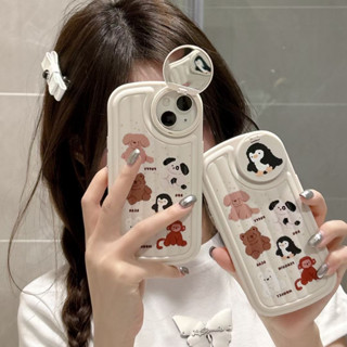 💕พร้อมส่ง💕iPhone 14 13 12 11 Pro Max เคส for เคสไอโฟน11 น่ารัก บางเบาพกพาง่าย  การ์ตูน สุนัข พร้อมขาตั้ง ซิลิก้าเจล Case