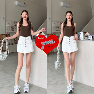 YME กางเกงกระโปรงยีนส์ผ้ายืด แต่งกระดุมหน้า No.#21261