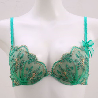 Annebra บราเสริมทรง ตะขอหลัง คอวี มีโครง เสริมฟองน้ำ Push up Mold bra V Neck รุ่น AB1-571 สีเขียว , สีเหลือง