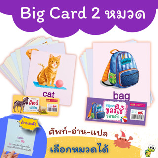 Big card 2 หมวด สัตว์ป่า+ของใช้ใกล้ตัว แฟลชการ์ด Flash Card Animal การ์ดคำศัพท์พื้นฐาน บัตรคำ เสริมพัฒนาการเด็ก