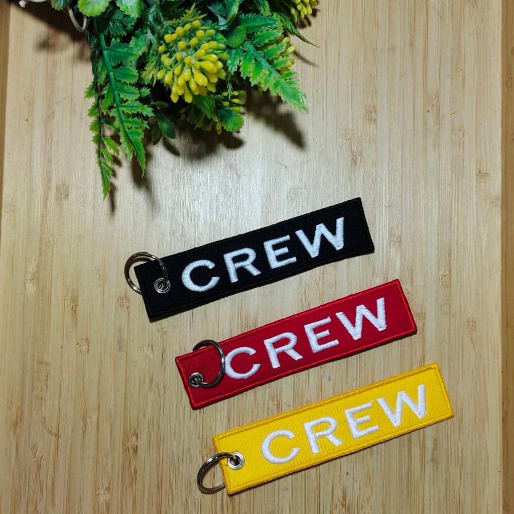 พวงกุญแจ แท็กแขวนกระเป๋า Keychain ปัก CREW 2 ด้าน