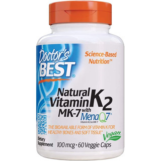 Doctors Best Natural Vitamin K2 MK-7 with MenaQ7 100 mcg 60 Veggie Caps