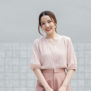 Mosaic top (Gen2): Nude เสื้อไม่ต้องรีด [Freedary.brand] เสื…