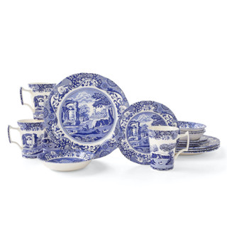 ชุดจานอาหารและแก้วมัค Spode Blue Italian 16 Piece Dinner Set