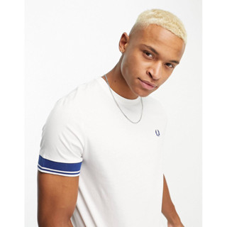 Fred Perry Contrast Cuff T-Shirt in White