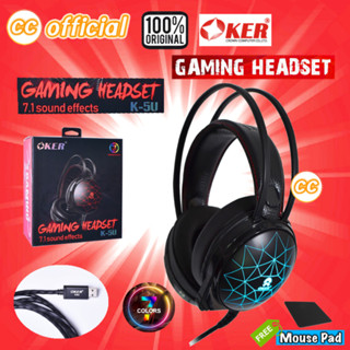 ✅แท้100%OKER K-5U GAMING HEADSET 7.1 CH USB SOUND EFFECTS HEADPHONE หูฟังเกมมิ่ง หูฟังครอบหู ระบบเสียง 7.1 ไฟ LED #CC 5U