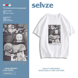 SELVZE （พร้อมส่งจากกทม มาถึงใน 3วัน）print T-shirt ผู้หญิงรอบคอแขนสั้นอะนิเมะพิมพ์เสื้อลำลองง oversize A0949