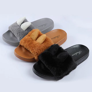 Luckkyshoes So cute ม๊ากกก 🥰 รองเท้าแตะหูกระต่ายขนมิ้ง รองเท้าแตะขนนิ่ม ฟู ใส่สบาย ใส่แล้วฟินสุดๆ🐰ดีเทลตั๊ลล๊าค ไปตำกัน