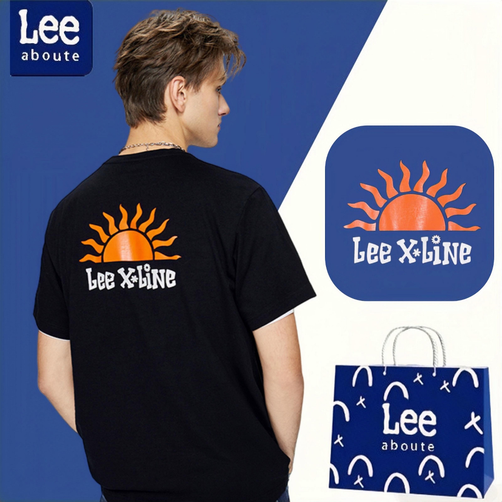 Lee® เสื้อยืดคอกลมแขนสั้น สไตล์พื้นฐาน#Lee SUN car ไซส์ใหญเสื้อยืดชายผู้หญิง เสื้อยืดผ้าฝ้ายคู่รัก #