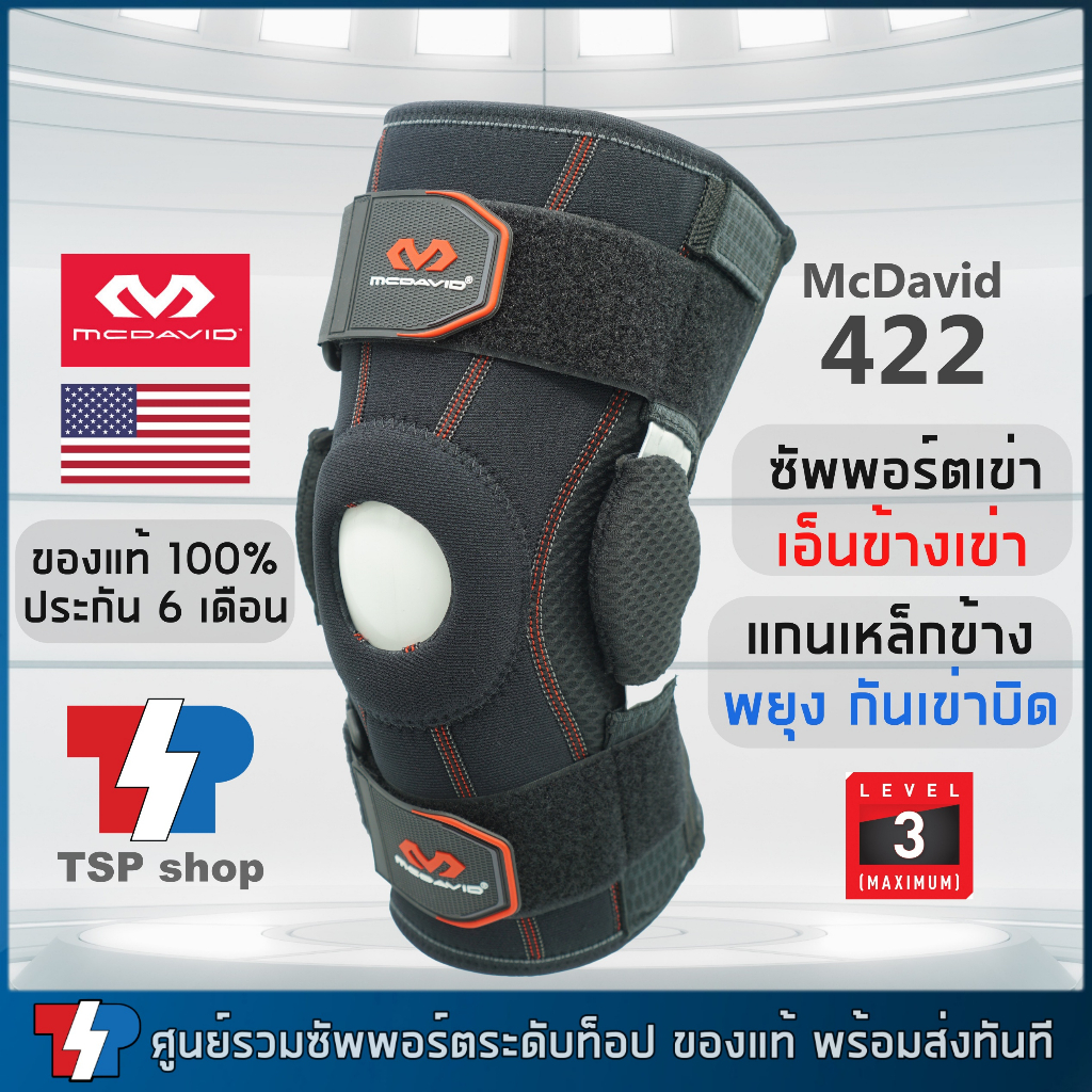 McDavid 422 ที่รัดเข่าระดับ 3 ป้องกันเข่าบิด ที่พยุงเข่า สนับเข่า คุณภาพสูงของแท้โดยแบรนด์จากอเมริกา