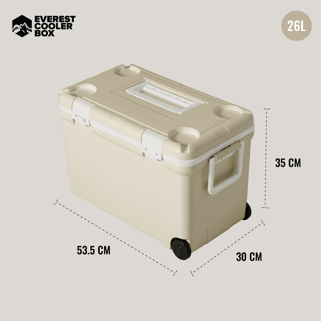 New Arrival Cooler Box26L กระติกน้ำแข็งมีล้อ26ลิตร กระติกน้ำแข็งล้อลาก กระติกน้ำแข็งมีที่วางแก้ว