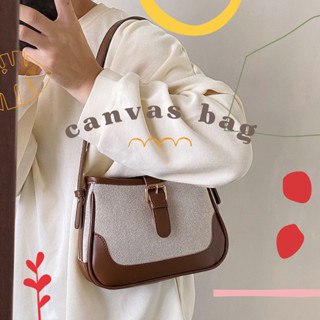 พร้อมส่ง กระเป๋า Canvas bag (beige/ brown/ black)