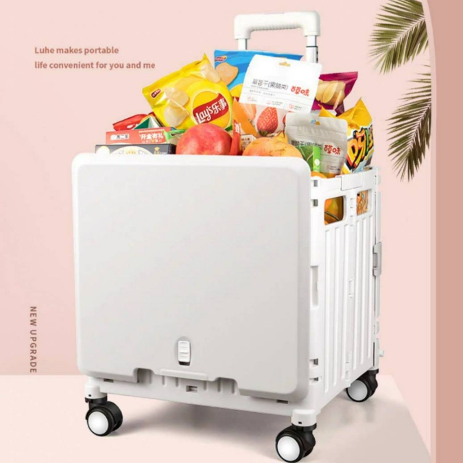 Homsmart รุ่น N-16💕ฝาสไลด์ติดกับรถเข็น💕รถเข็นพับได้ 4/10 ล้อ ดีไซน์สวย เปิด-ปิดง่าย รถเข็นช้อปปิ้ง รถเข็นจ่ายตลาด