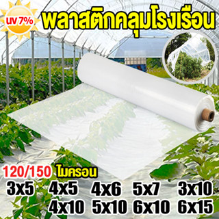 พลาสติกคลุมโรงเรือน พลาสติกใส คลุมหลังคากันสาด ฟิล์มPE Green House กันฝน สีใส ขนาด3x5 4x10 6x15ม. หนา100/150 ไมครอน UV7%