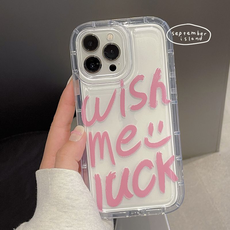 เคส สําหรับ for iPhone 11 12 13 14 15 Pro Max 6 7 8 15 Plus XR X XS Case เคสไอโฟน ตัวอักษรสีชมพู เคสโทรศัพท์มือถือ