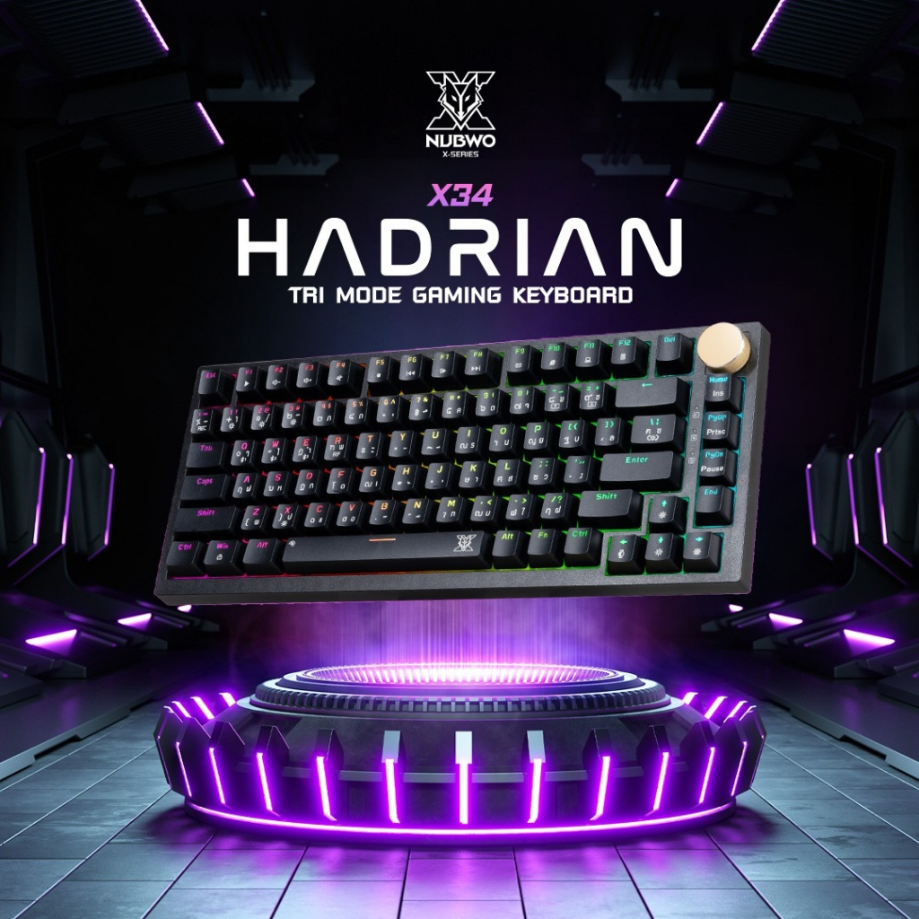คีย์บอร์ดเกมมิ่ง NUBWO รุ่น X34 HADRIAN TRI MODE GAMING KEYBOARD Red Switch