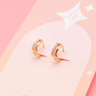 LELISA - Lydia Earring - ต่างหูประดับคริสตัลสุดหรู - สี Pinkgold - สแตนเลสแท้