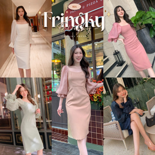 🦩 Fringky Dress  -  เดรสแขนฟรุ้งฟริ้ง เดรสคอเหลี่ยม ชุดออกงาน ชุดไปงานเเต่ง เดรสทำงาน เดรสออกงาน แขนบอลลูน RTW