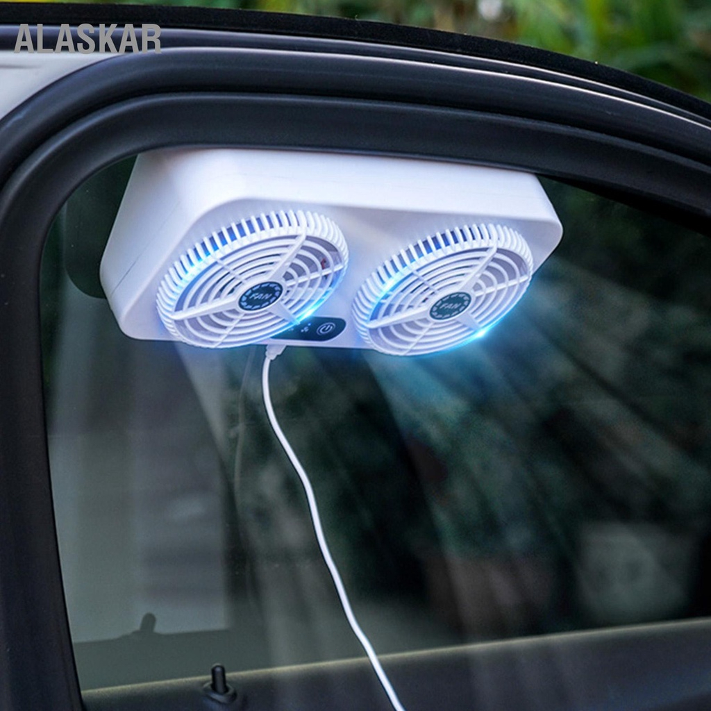 Alaskar. พัดลมรถยนต์ พัดลม USB ในรถยนต์ 3 ระดับความเร็ว ลมแรง พัดลมระบายความร้อน