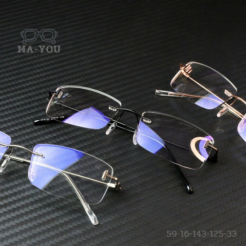 แว่นสายตาสั้น รุ่น Slim ''สลิม'' 5192 เลนส์แอนตี้บลูบล็อค ค่าสายตา -50 ถึง -400 แว่นไร้ขอบ ออกแดดเลนส์เปลี่ยนสีเทาดำ