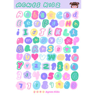 Sticker A-Z : Alphabet ตกแต่งด้านหลังขวดแอลกอฮอล์ Agnes Kidz Sanitizer Spray