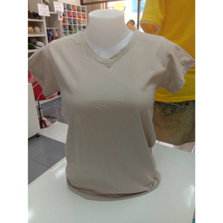 TI-23 เสื้อยืดสีกากีอ่อน คอวี