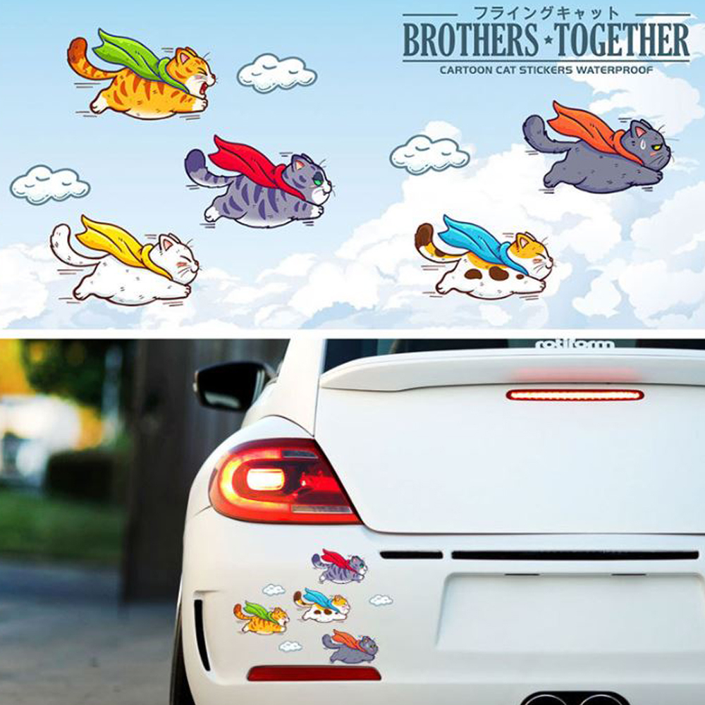 10 ตัว / ชุด (ซ้าย 5 ตัว ขวา 5 ตัว)!! สติกเกอร์แมวน่ารัก กันน้ํา ลายแมวตลก สติ๊กเกอร์ติดรถ แต่งรถ ปิดรอยขีดข่วน