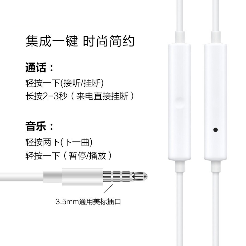 หูฟัง oppo r15 3.5mm MH135 ไมโครโฟนในตัว ช่องทางซ้ายและขวา คุณภาพเสียง ของแท้  รับประกัน 1 ปี AAA