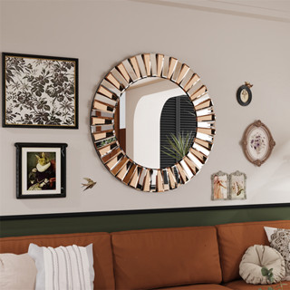 ARTLOGE 60cm/80cm วงกลม กระจกตกแต่งผนัง กระจก สีเงิน กระจกติดผนัง Round Decor Wall Mirror for Home Hotel กระจกเงาติดผนัง