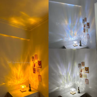 โคมไฟตั้งโต๊ะ LED ลายคลื่นน้ํา เปลี่ยนสีได้ โรแมนติก แฟชั่น สําหรับตกแต่งบ้าน 16 colors