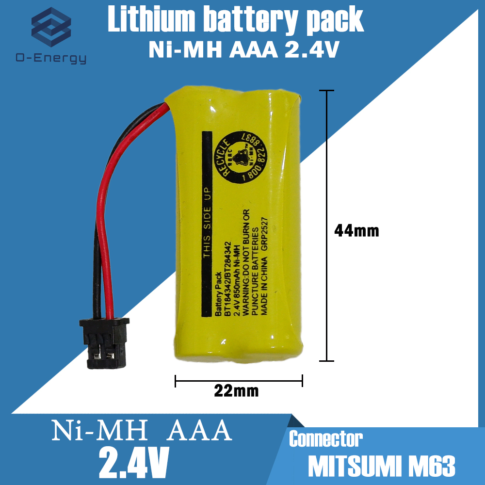 ถ่านชาร์จ Ni-MH AAA  2.4V 700-850mAh  Connector  MITSUMI M63