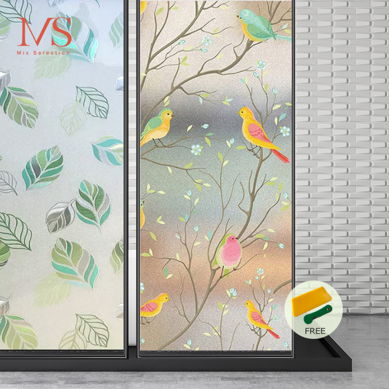 สติกเกอร์ติดกระจก ฟิล์มกระจกสูญญากาศ คลาสสิก Glass sticker ฟรี ชุดฟิล์มติดก