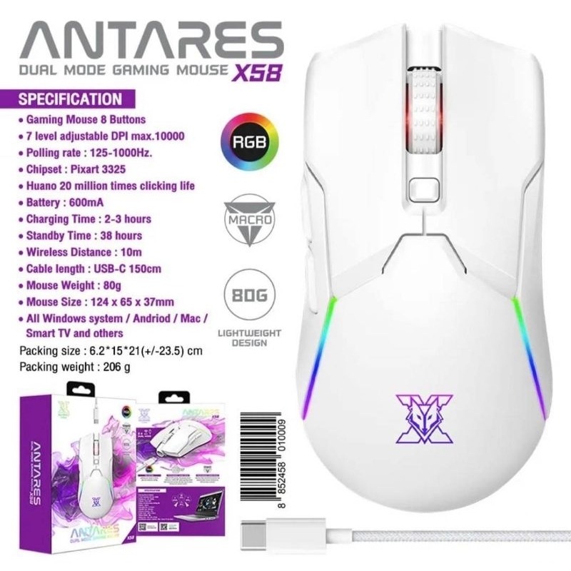 Gaming Mouse X58 - Nubwo เม้าเกมมิ่ง เม้าส์ไร้สาย เม้าส์ wireless
