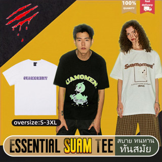 Suamoment เสื้อยืด เสื้อยืดผ้าฝ้ายคอกลม 100% ไซส์ใหญ คู่รัก oversized สีม่วงตัวอักษร insเสื้อผ้าผช เสื้อยืดผู้หญิง