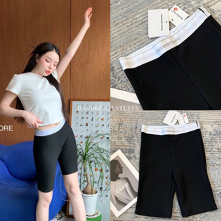 💫พร้อมส่ง💫AxW biker short (S,M) • กางเกง Biker สุดฮิต ดีเทลขอบเอวยางยืดทอลายแบรนด์ดัง เก็บทรงสวย กระชับสัดส่วน by valen