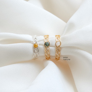 (ares.nature) แหวนลวดดัด รุ่น One twist ring แหวนหิน สายมู